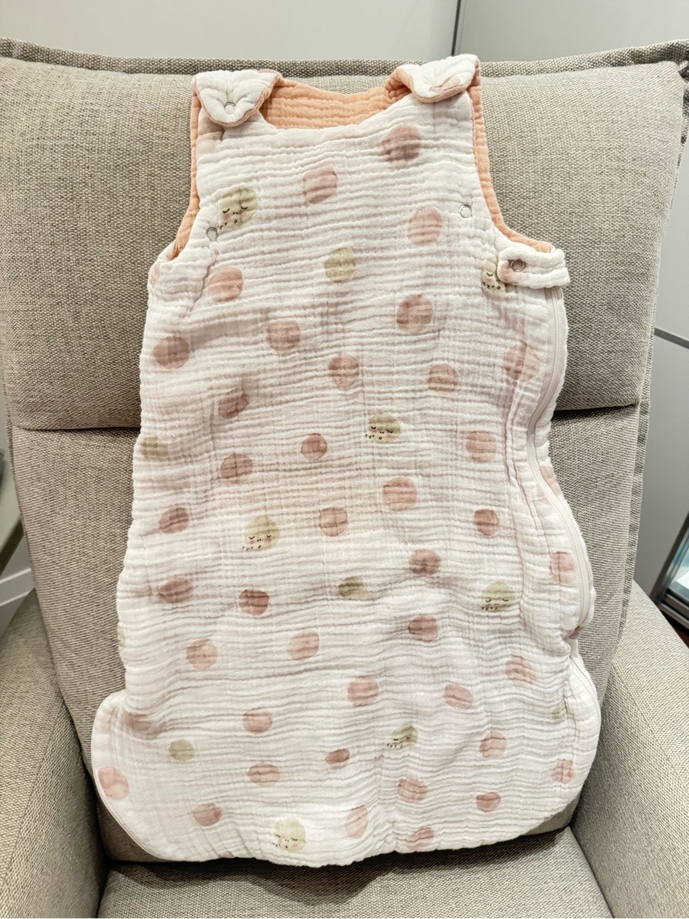 Pehr 1.7 TOG Soft Cotton Muslin Baby Sleep Sack in Blush Polka Dot